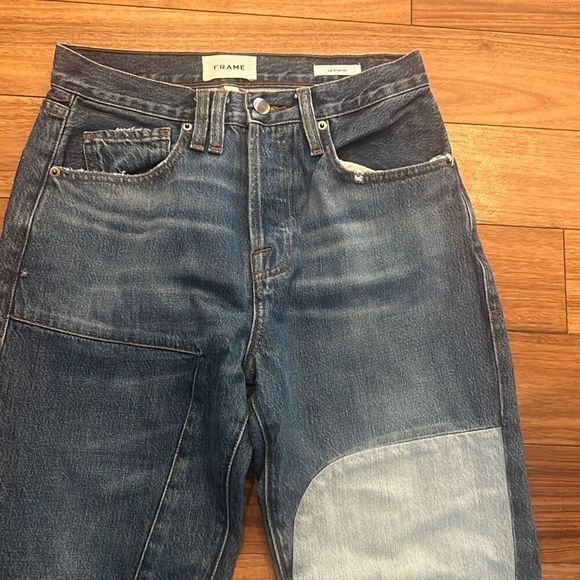 FRAME LE original patchwork denim jeans. Straight ankle length jeans - Picture 2 of 9
